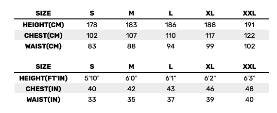 2026 Typhoon Adult Smock 0 Size Chart